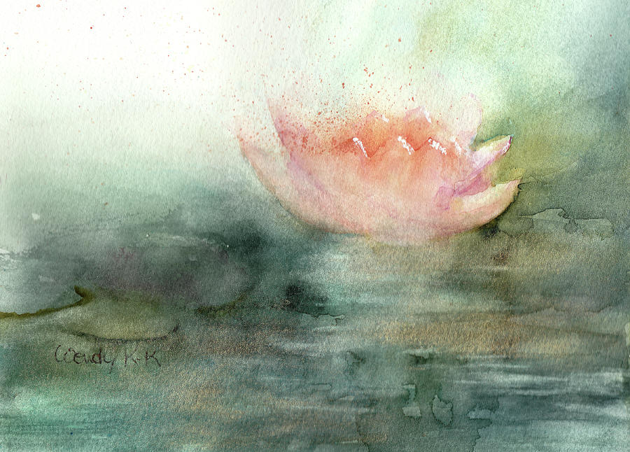 Waterlily in the Mist #1 Painting by Wendy Keeney-Kennicutt