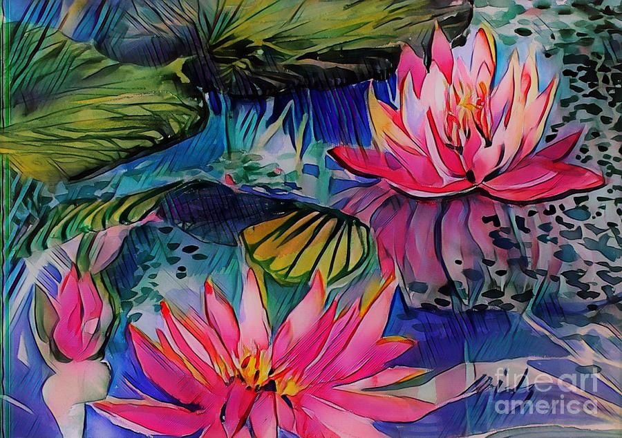 Waterlily Rose Digital Art