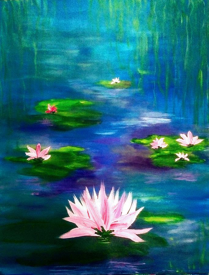 Waterlily Trail Painting by Lynne McQueen