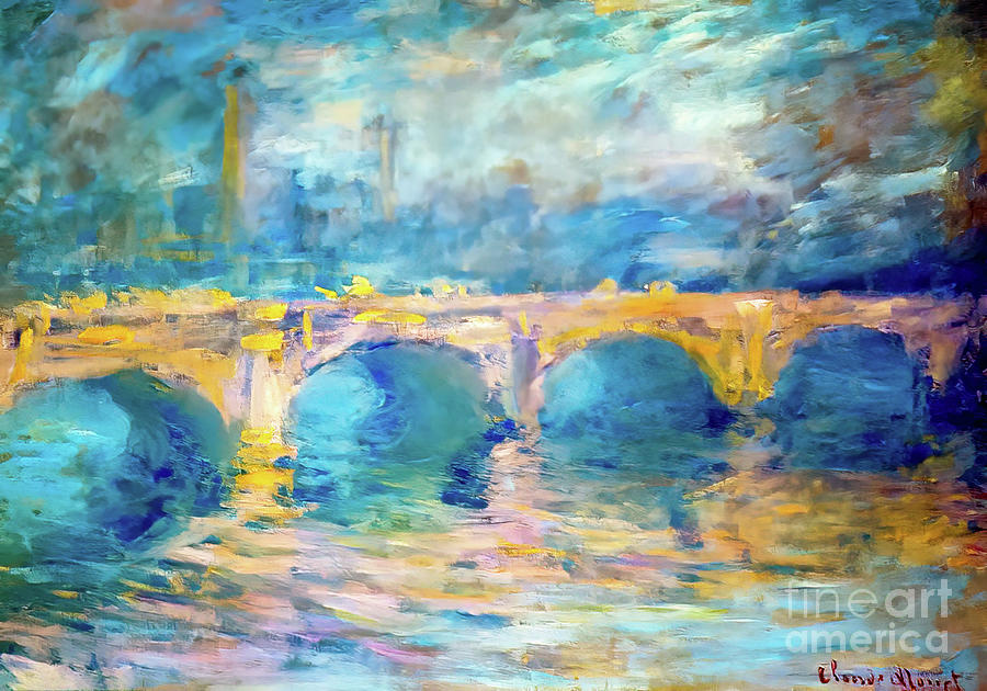 Waterloo Bridge at Sunset, Pink Effect by Claude Monet 1903 Painting by Claude Monet