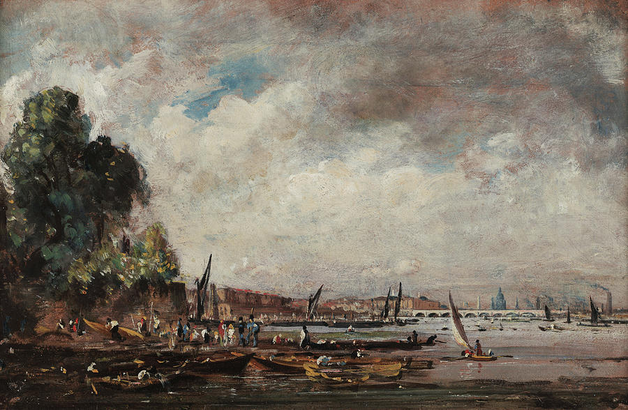 Waterloo Bridge from the left bank of the Thames Painting by John ...