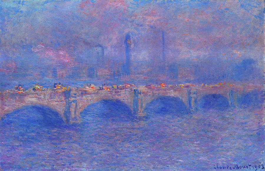 Claude Monet Painting - Waterloo Bridge, Sunlight Effect, London, 1903 by Claude Monet
