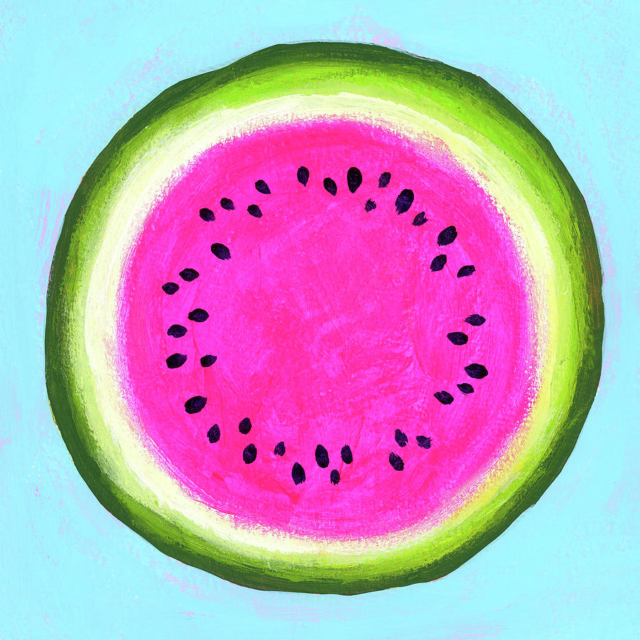 Watermelon circle Painting by Karen Kaspar