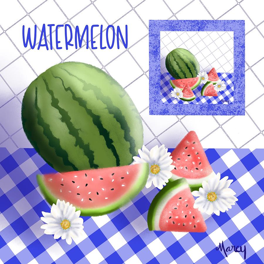 Watermelon Digital Art by Marcy Brennan