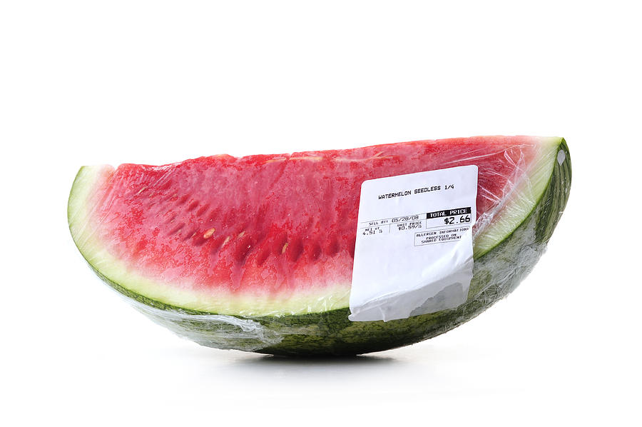 Watermelon Seedless Film Wrapped With Label Price Photograph by Jfmdesign