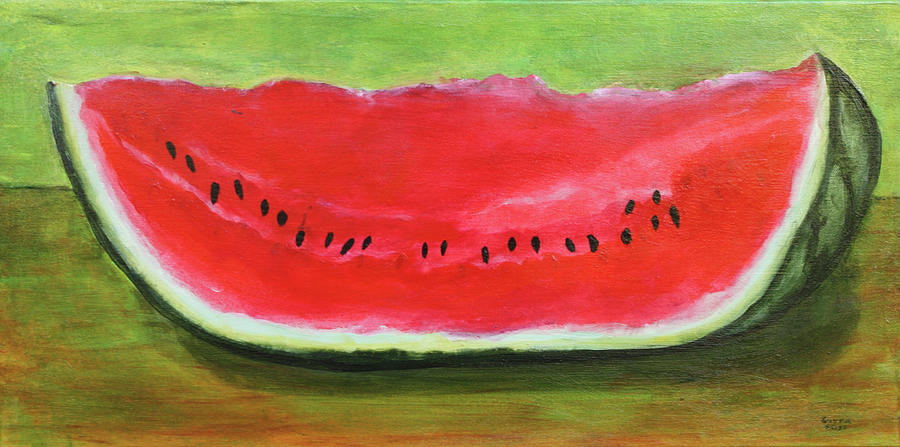 Watermelon Slice Painting by Gitta Brewster