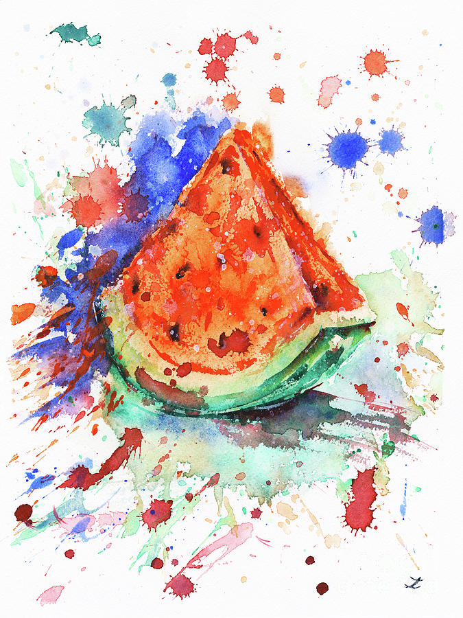 Watermelon Slice Painting by Zaira Dzhaubaeva - Fine Art America