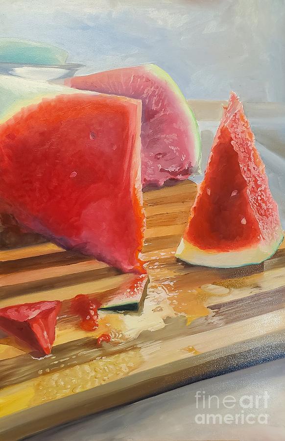 Watermelon Wedge Painting by Julie Garcia