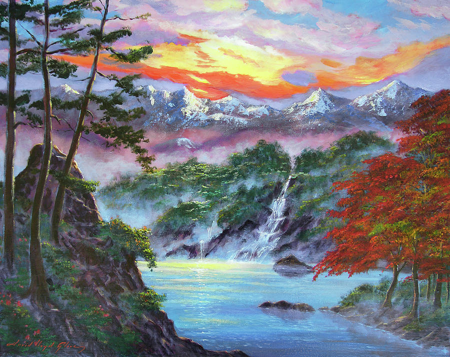 Majestic Blue Mountain Reflections Painting by David Lloyd Glover - Fine  Art America