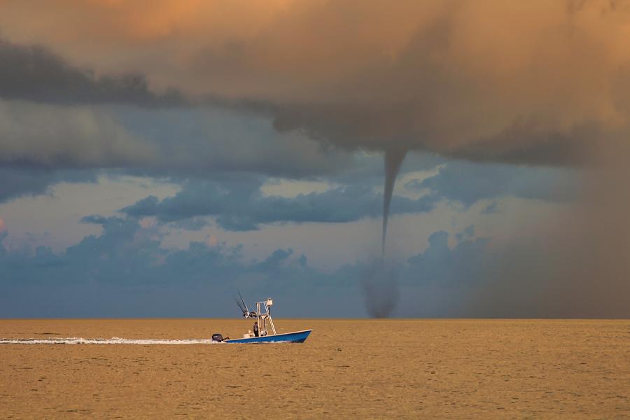 Anna Maria Island Photograph - Waterspout at Sunrise in the Gulf by Kevin Rimlinger