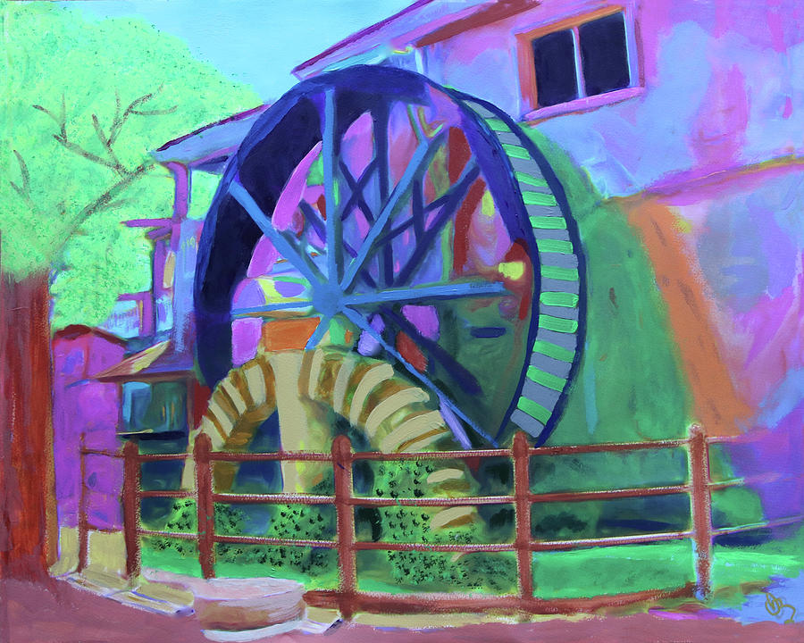 Waterwheel at the Mill Top Tavern  Painting by Deborah Boyd