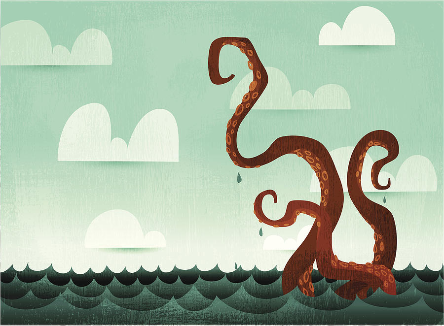 Watery Octopus Tentacles Drawing by Doodlemachine