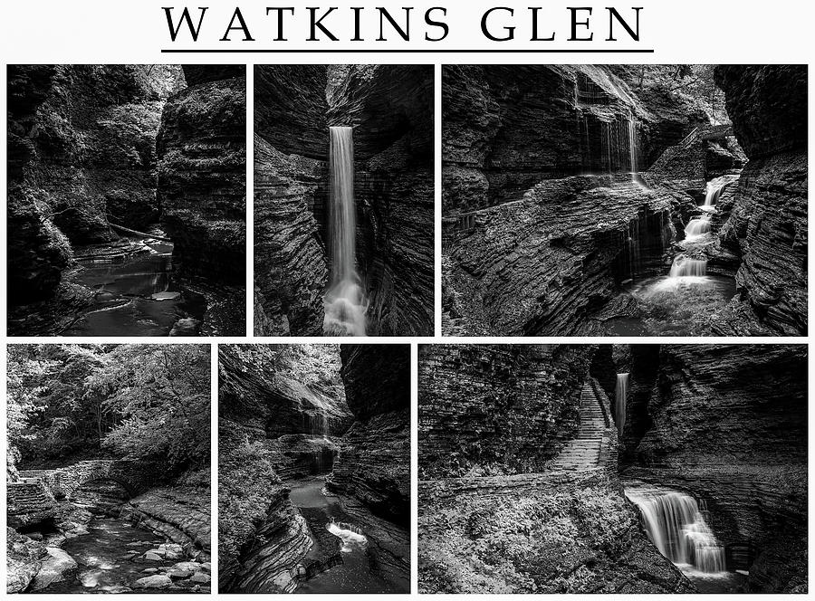 Watkins Glen Black And White Collage Photograph by Dan Sproul