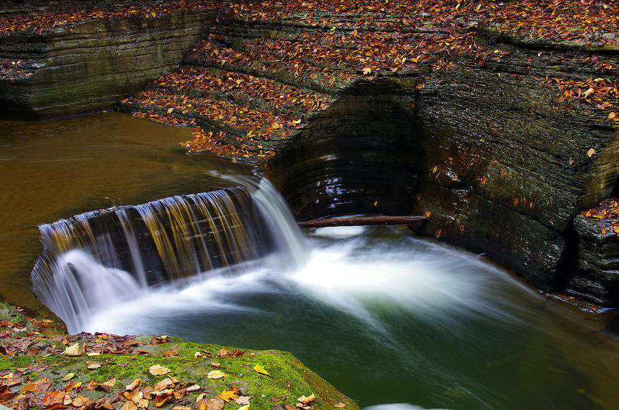 Simple Waterfalls in The Finger Lakes - Fine Art Print Photograph by Kenneth Lane Smith