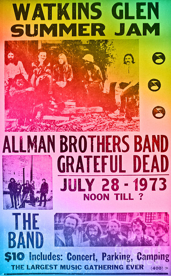 Watkins Glen Summer Jam Rock Concert Vintage Rainbow Poster Digital Art