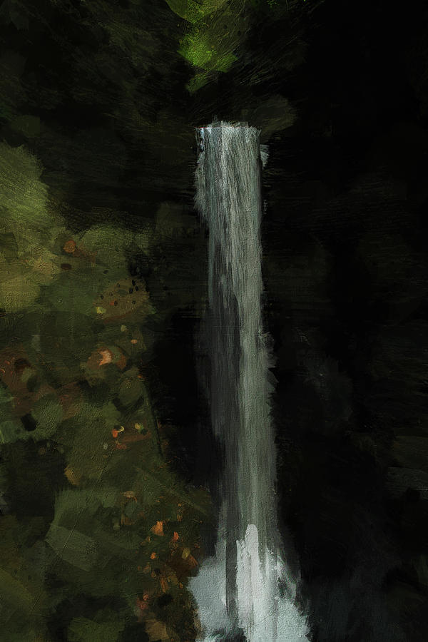 Watkins Glen Waterfall Painting Painting by Dan Sproul