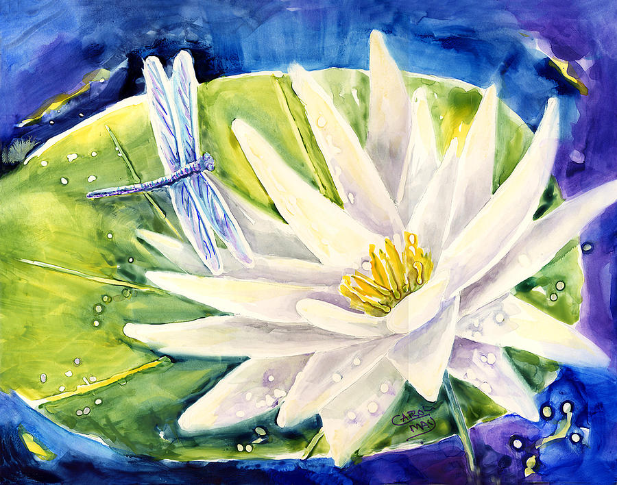 Watterlily n Dragonfly Painting by Art by Carol May