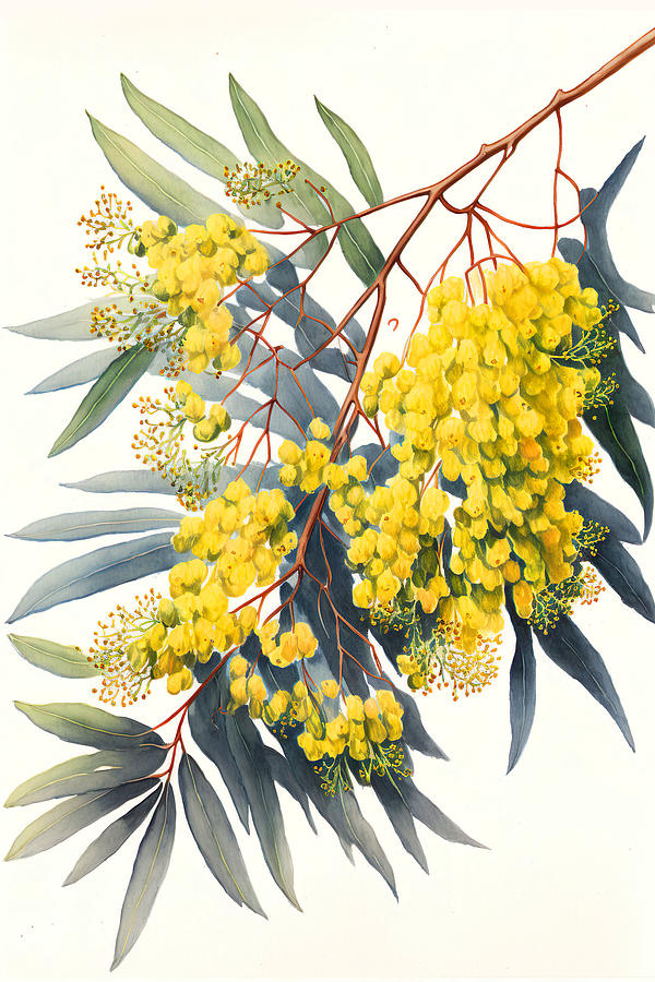 Wattle Australian Native Tree Flower Watercolour Painting 4 Painting by ...