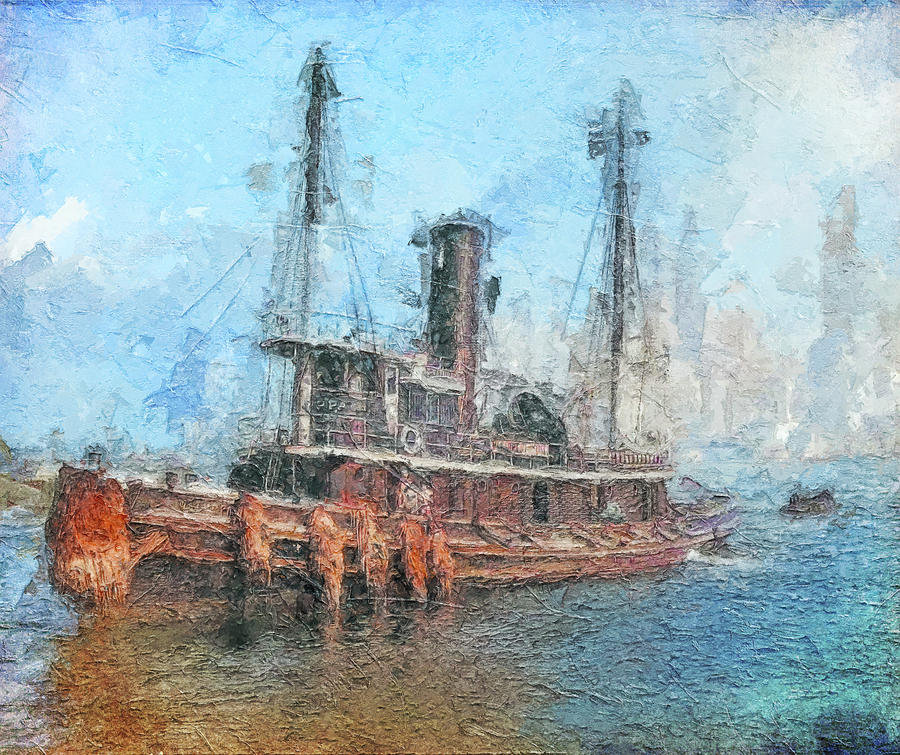 Watuppa Tugboat In New York Painting by Dan Sproul