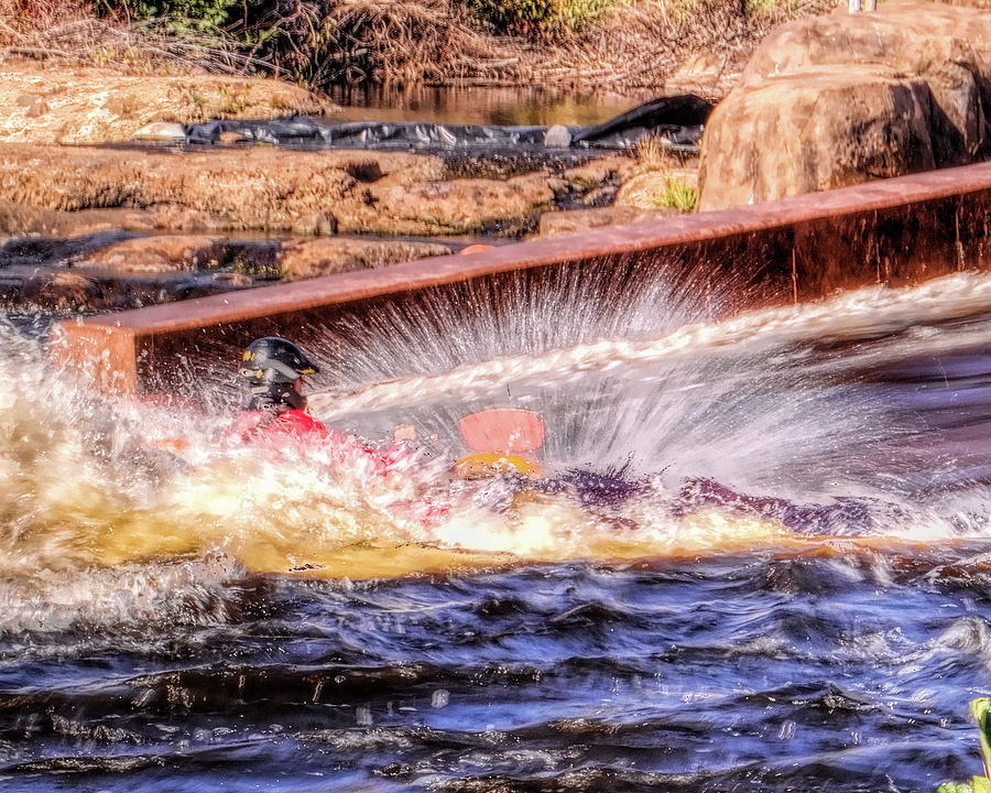 Wausau Whitewater Course Kayak Splash Photograph by Dale Kauzlaric