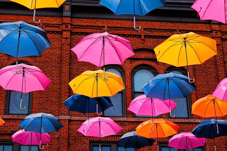 Wausaus Colorful Umbrellas On Third Street Photograph by Dale Kauzlaric