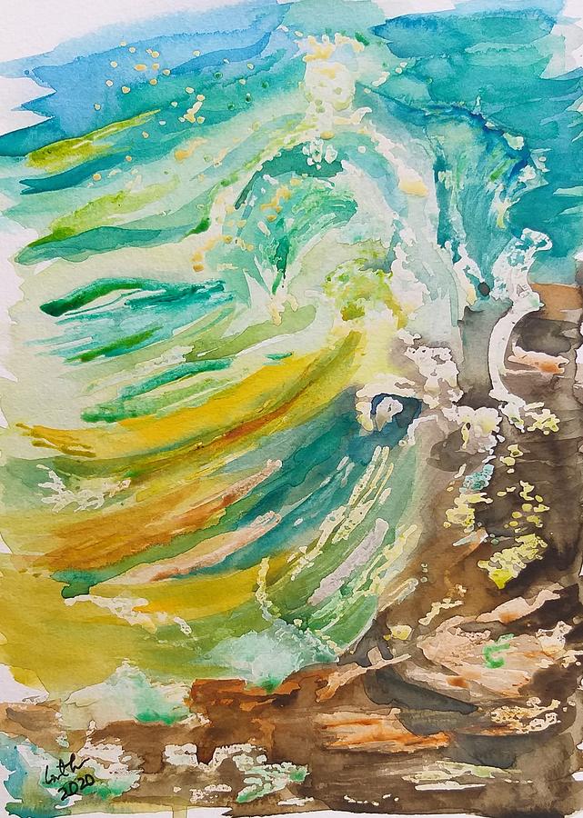 Wave Painting - Wave, abstract waves  by Geeta Yerra