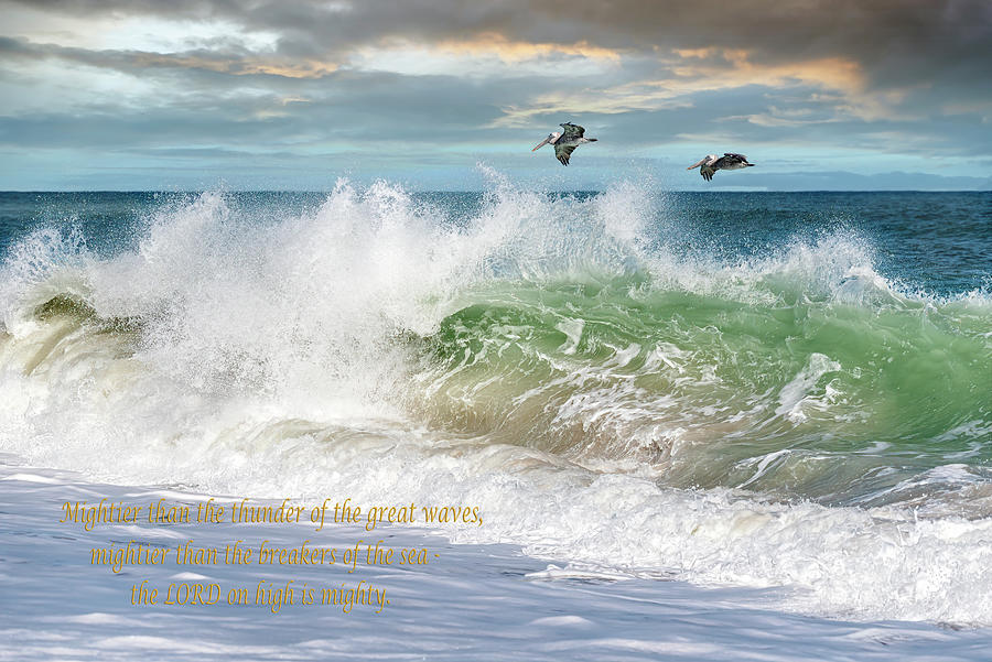 Wave Action #6539 with Bible Verse  Photograph by Susan Yerry