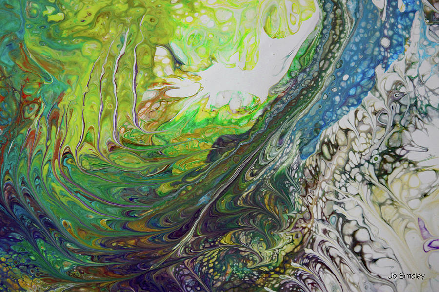 Wave Action Painting by Jo Smoley