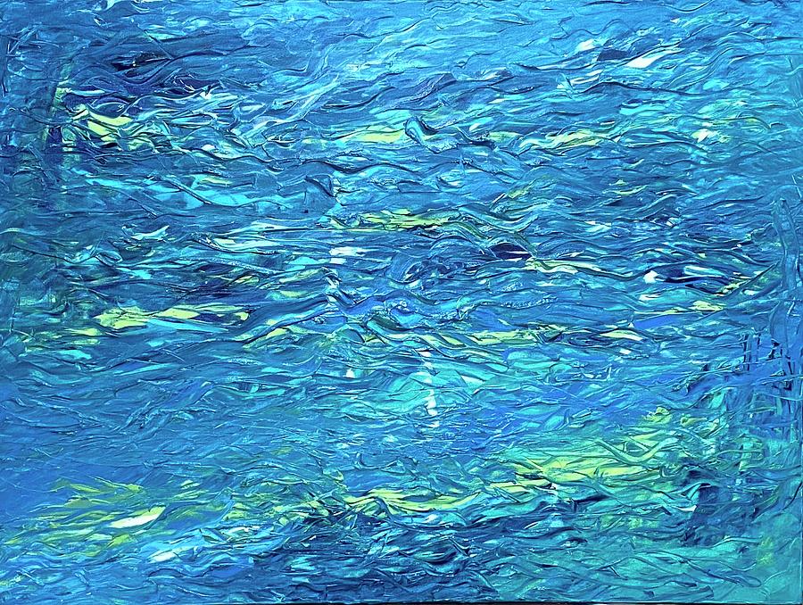 Wave After Wave Slowly Drifting and Softly Surrendered Flow Codes Painting by Anjel B Hartwell