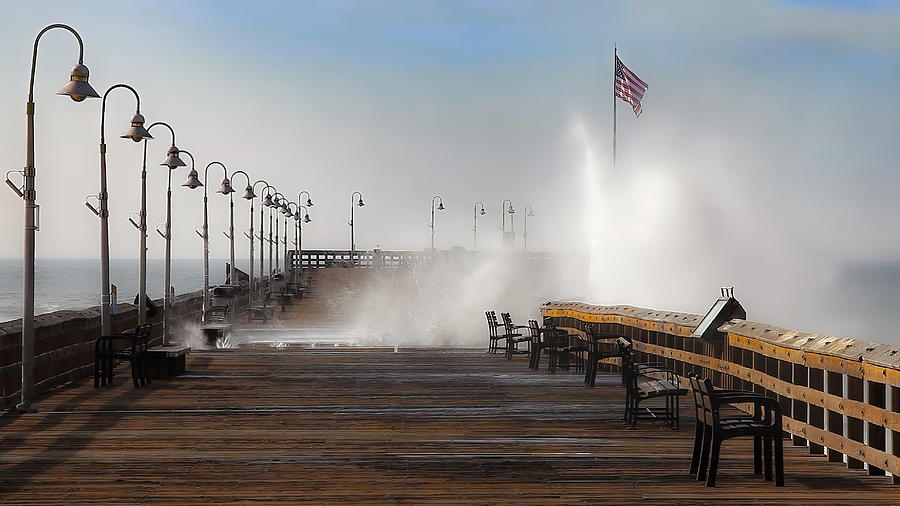 Wave and Pier Encounter Photograph by John A Rodriguez