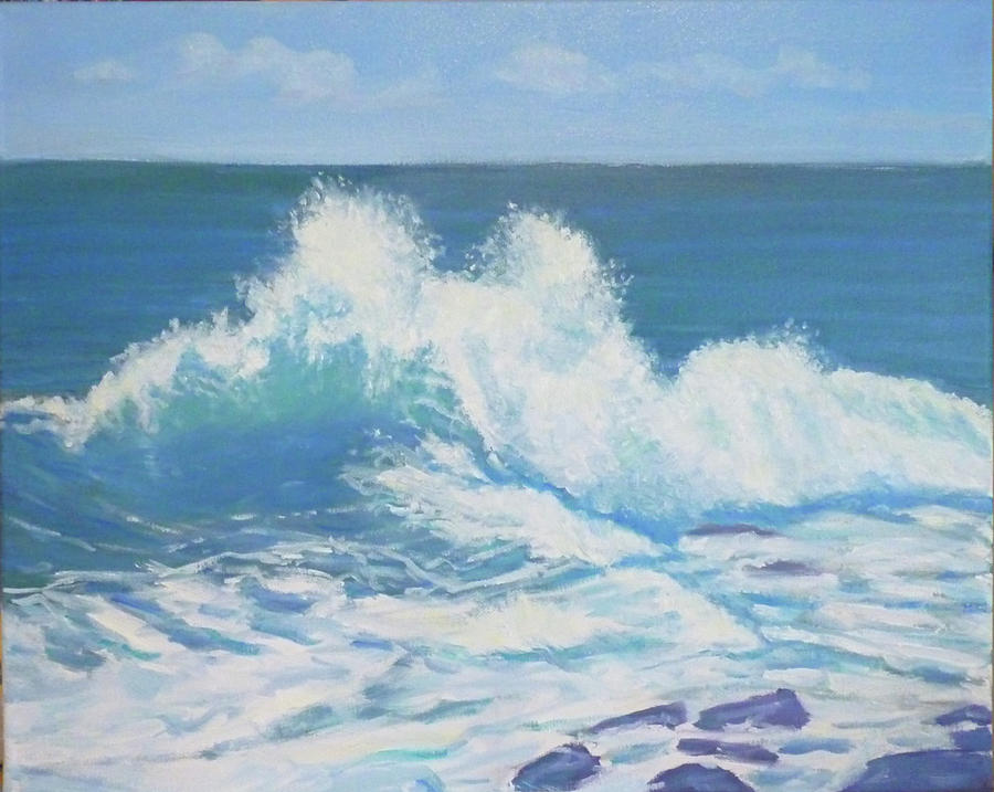 Wave at Honls Beach Painting by Stan Chraminski
