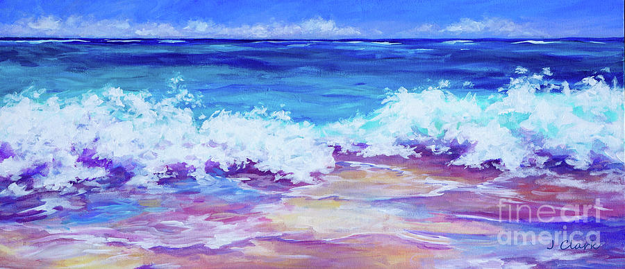 Wave Breaking on the Beach Painting by John Clark