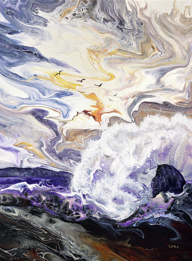 Wave Crashing in a Purple Sea Painting by Laura Iverson