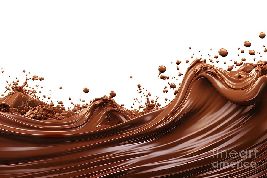Abstract Painting - wave of dark Chocolate or Cocoa splash, Abstract background, 3D illustration. by N Akkash