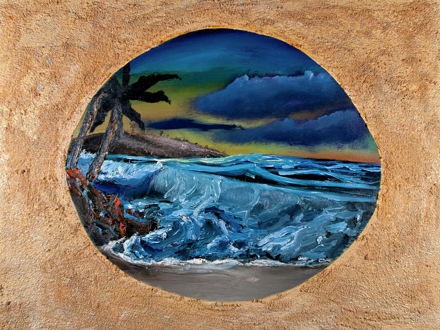 Wave Painting With Sand Surrounding Painting #2 Painting by David Martin