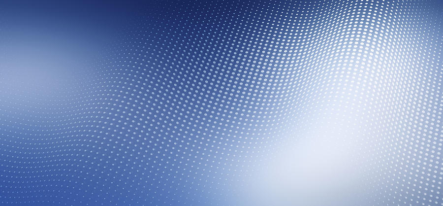 Wave pattern of dots over blue background Drawing by Ralf Hiemisch