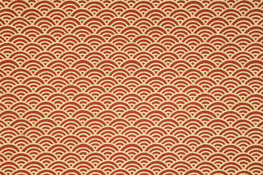 Wave pattern washi paper background Photograph by Katsumi Murouchi