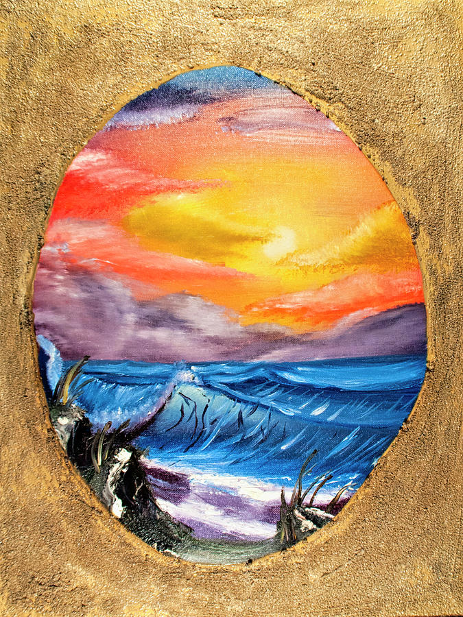Wave Scene With Sand Surrounding Painting Painting by David Martin