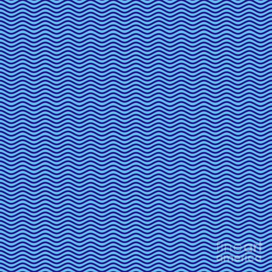 Wave Stripe Pattern In Summer Sky And Ultramarine Blue N.0934 Painting