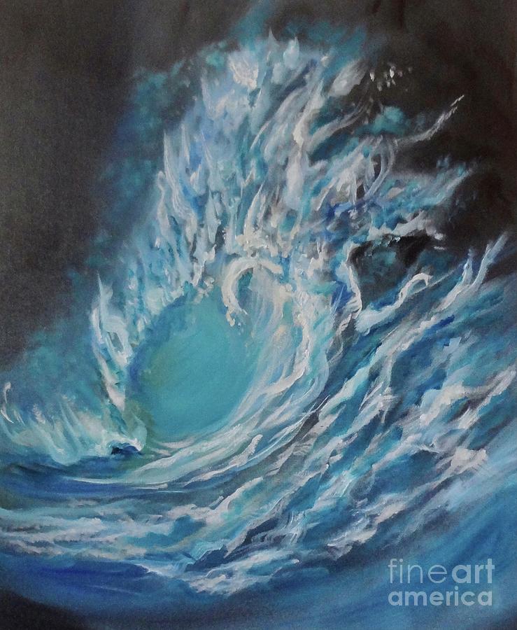 Wave Turquoise Painting by Jenny Lee