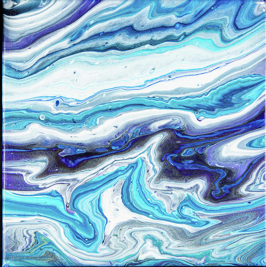 Wavely - Colorful Flowing Liquid Marble Abstract Contemporary Acrylic Painting Digital Art by Sambel Pedes