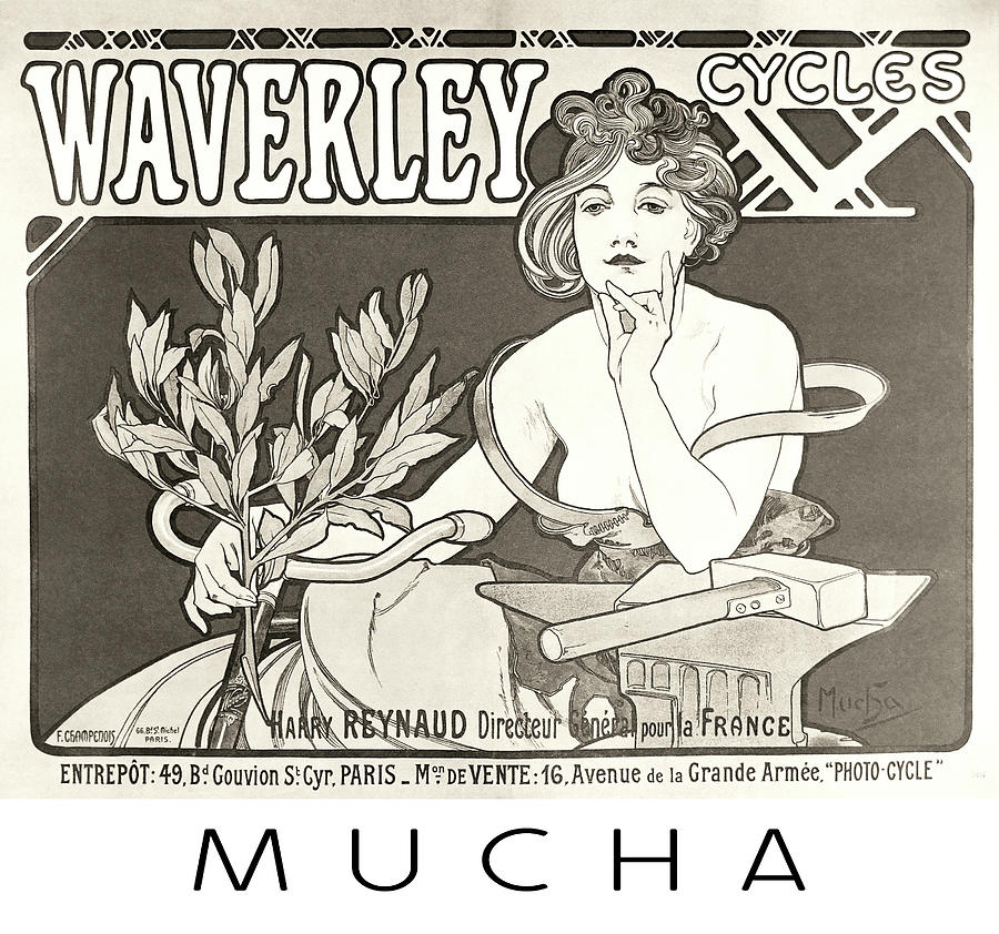 Waverly Cycles BW Painting by Bob Pardue