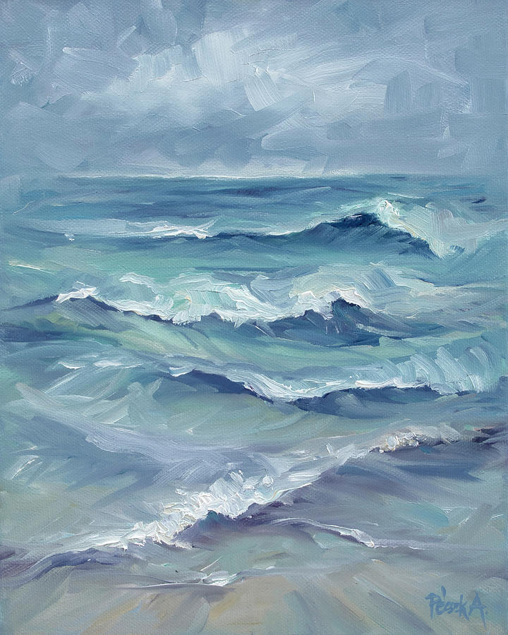 Waves Painting by Adrienn Pecsek - Fine Art America