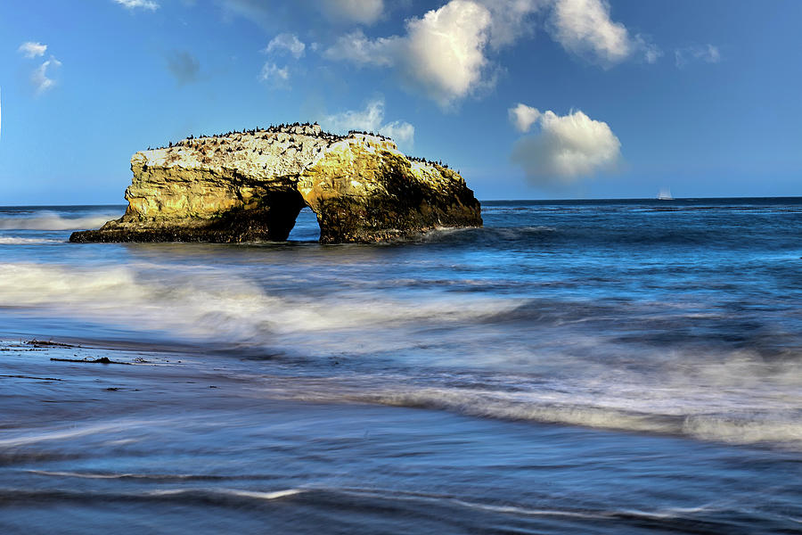 Waves and Cloud - Santa Cruz Natural Bridge Photograph by Amazing Action Photo Video