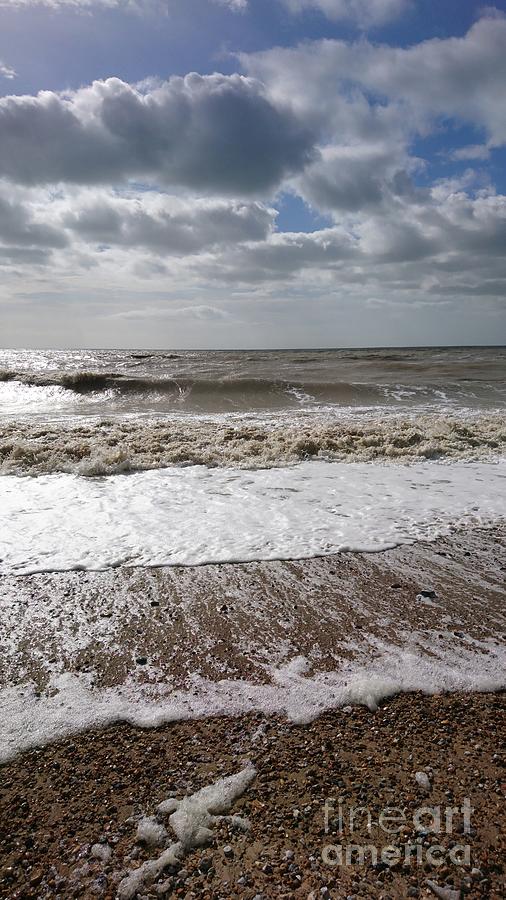 Nature Photograph - Waves and foam at the beach, Camber Sands by Paul Boizot