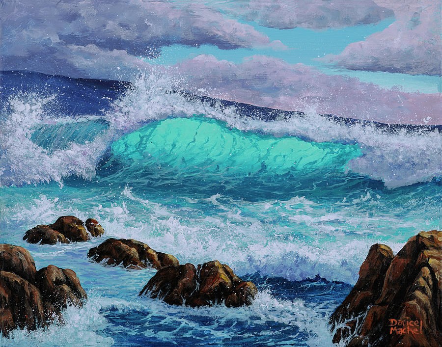 Waves and Rocks Painting by Darice Machel McGuire