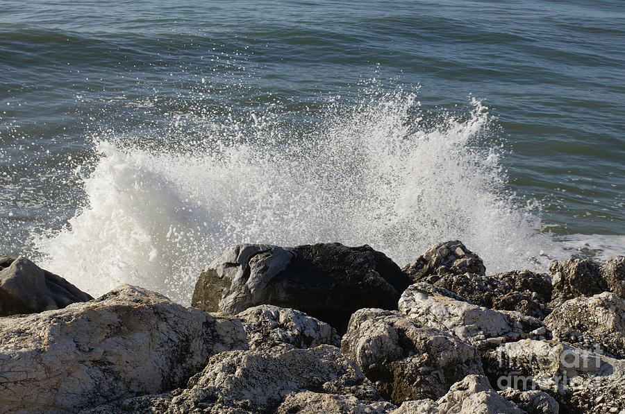 Waves crashing against rocks Torremolinos 2019 Photograph by Pics By Tony