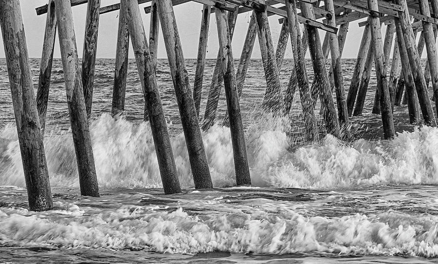 Waves Crashing Beneath the Fishing Pier Photograph by Bob Decker