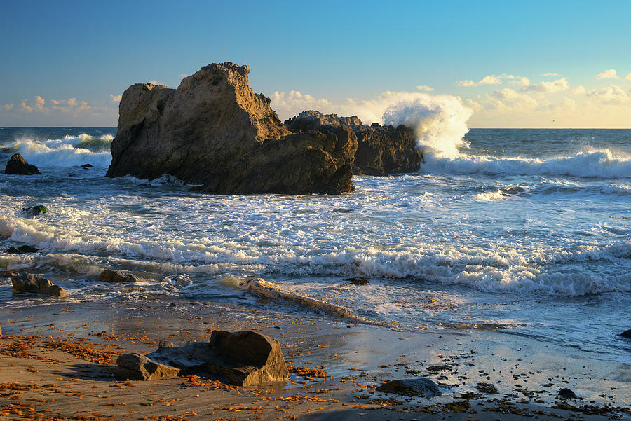 Waves Crashing into Rock Photograph by Matthew DeGrushe