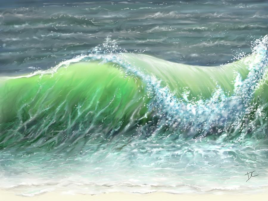 crashing waves on beach